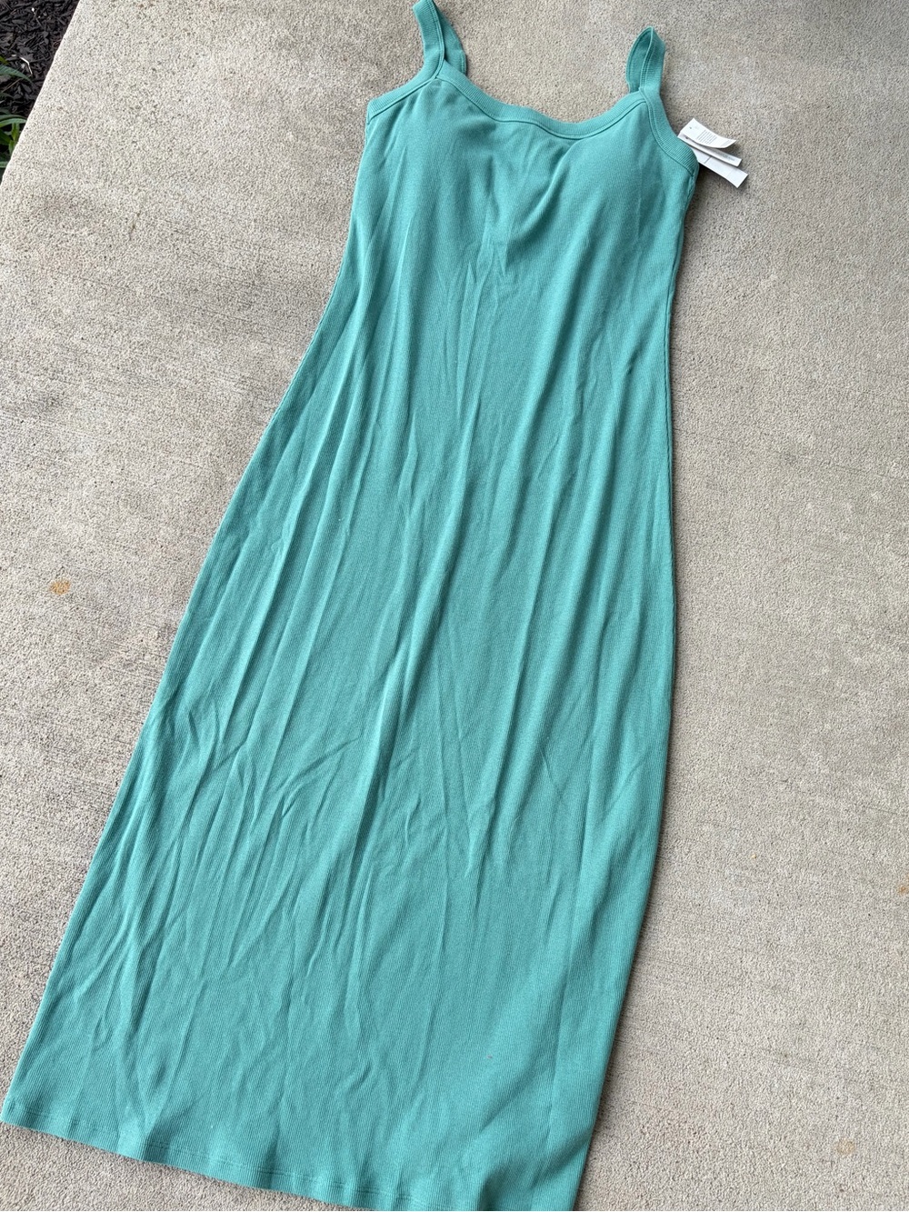 Abercrombie and Fitch green ribbed bra free essential 90s maxi dress LG TALL - Picture 2 of 4